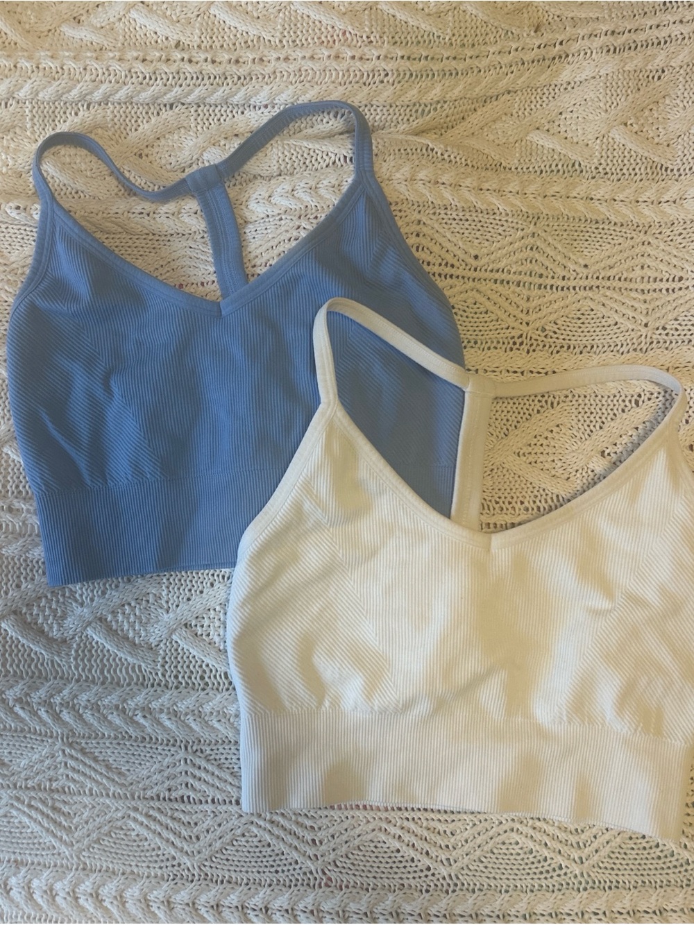 Yogalicious Cream Ribbed Bralette - Soft Ivory